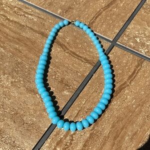 Turquoise vintage lucite Bead Necklace 12”